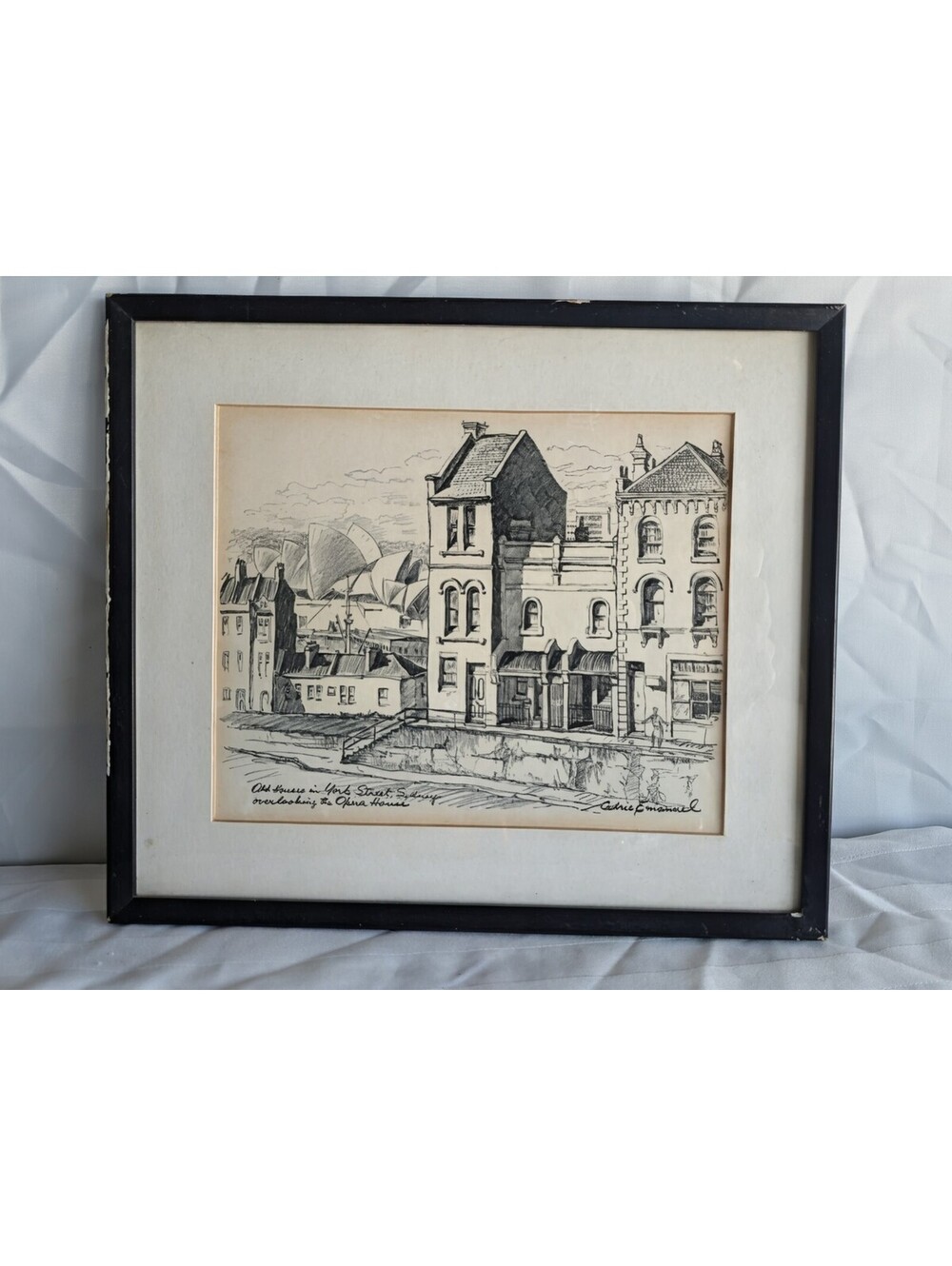 Cedric Emanuel Vintage Framed Print of York Street Sydney Overlooking Opera Hous